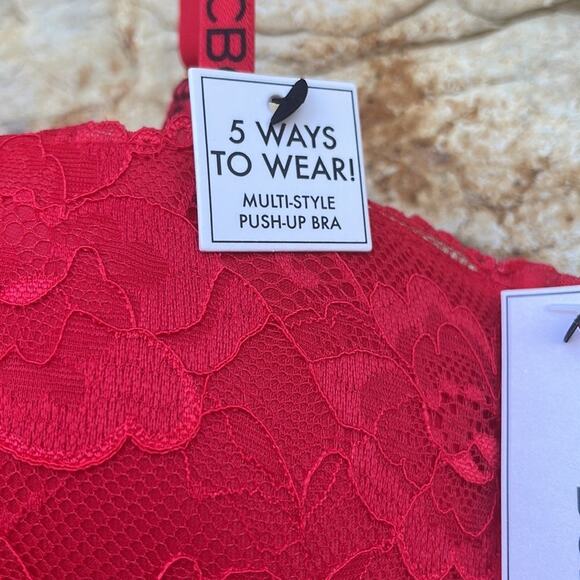 BCBGeneration Multi-Style PUSH-UP Red lace bra size 38C NEW - Picture 3 of 7